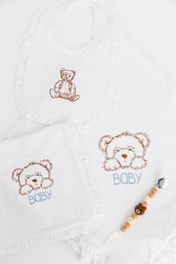 Blanket, Bib, Burp Cloth Set